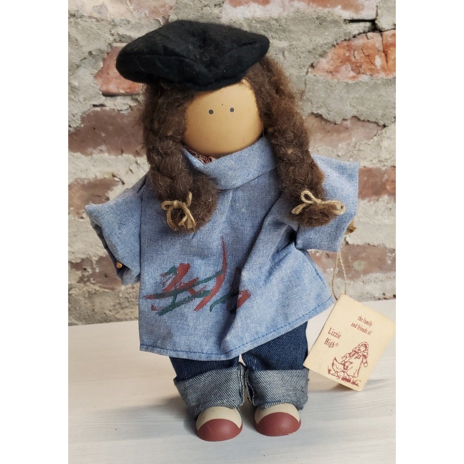 Lizzie High Doll Handcrafted Vintage 1991 Beret Braids Denim Outfit 9 Inch