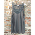 Fashion Bug Womens Tank Top 1X Gray Beaded Embellished Neckline Flowy