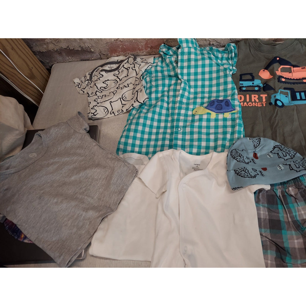 Carter's Baby Boy Clothes Lot 3-6mo Rompers Shirts Shorts Outfits Multicolor