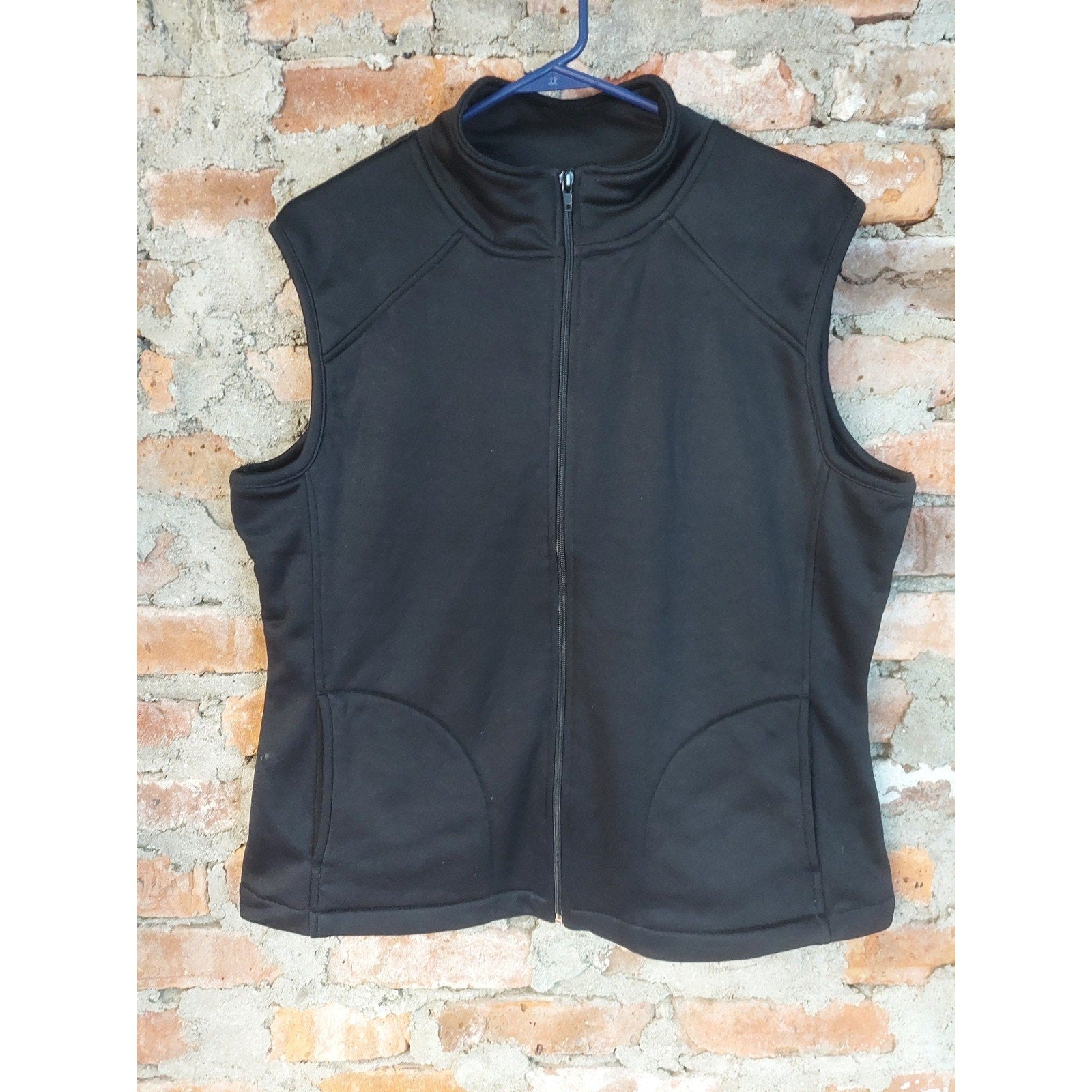 Bolle Sport Womens Full Zip Vest XL Black Athletic Sleeveless Mock Neck