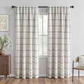 Curtain Panels Off White Black Windowpane Grid Farmhouse Rod Pocket Pair 84x52