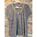 Dressbarn Womens Cardigan 14 16 Multicolor Knit Short Sleeve V Neck Button