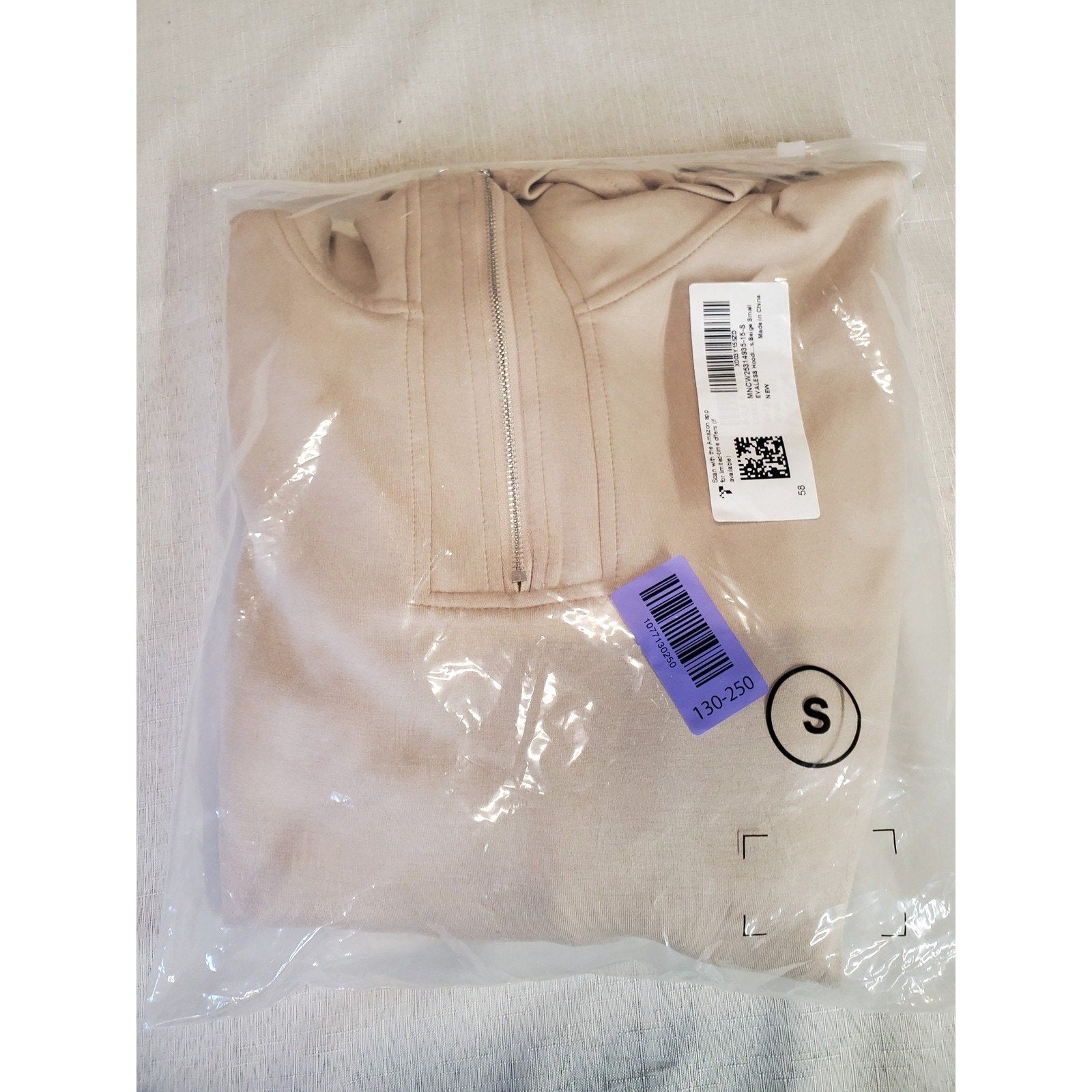 Womens Half Zip Sweatshirt Small Khaki Oversized Tunic Long Sleeve Relaxed Fit