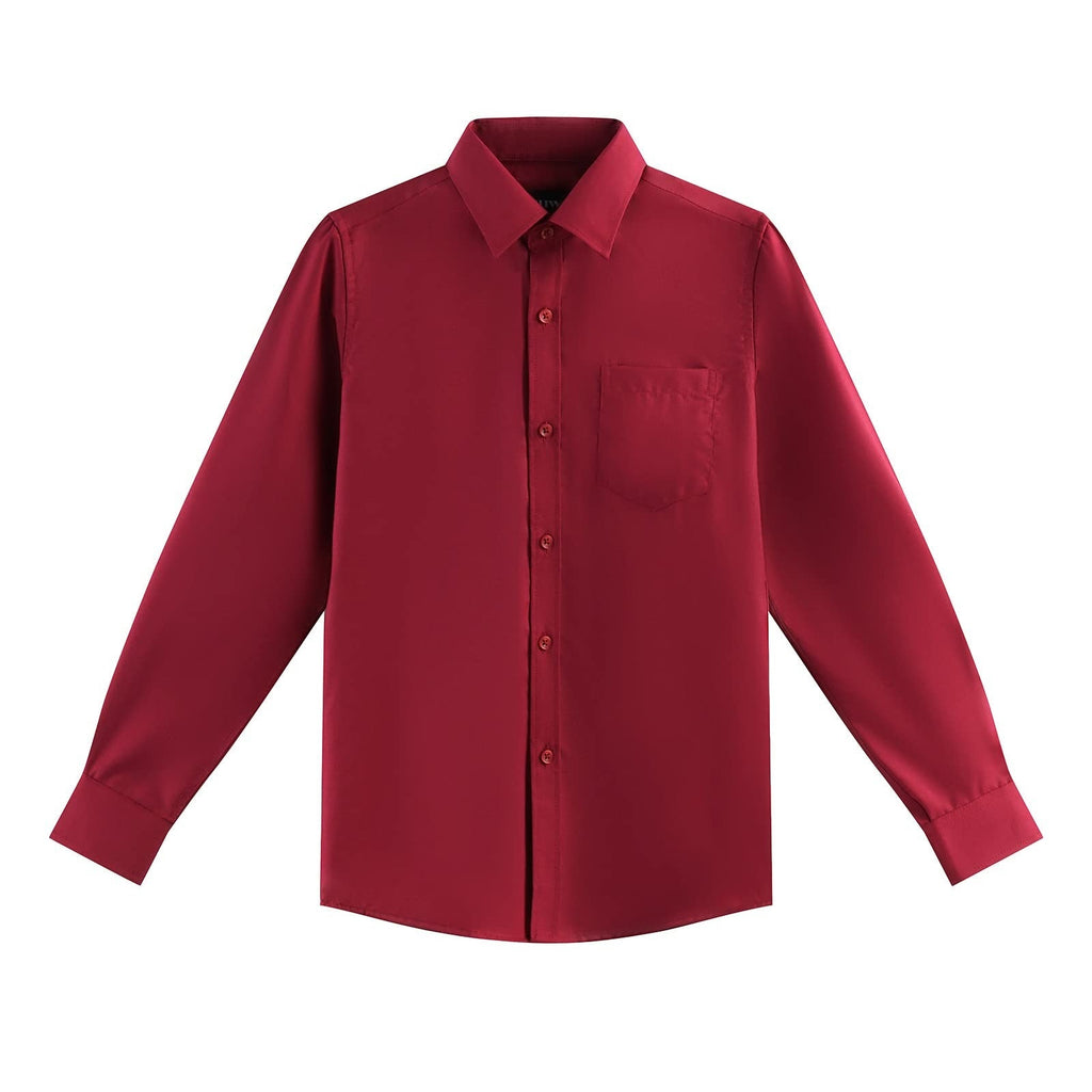 AOLIWEN Boys Long Sleeve School Uniform Shirt Size 12 Red Button Up