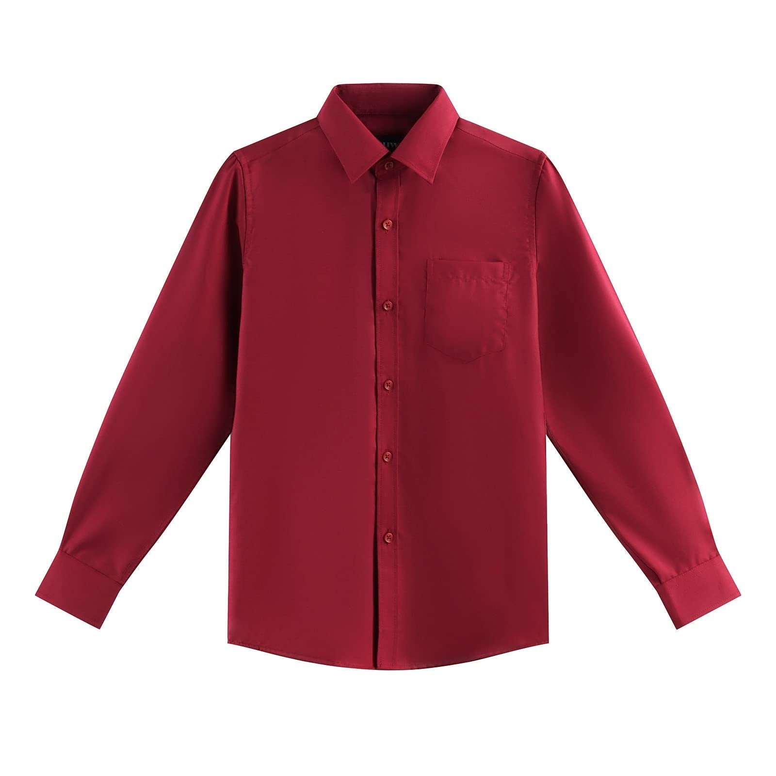 AOLIWEN Boys Long Sleeve School Uniform Shirt Size 12 Red Button Up