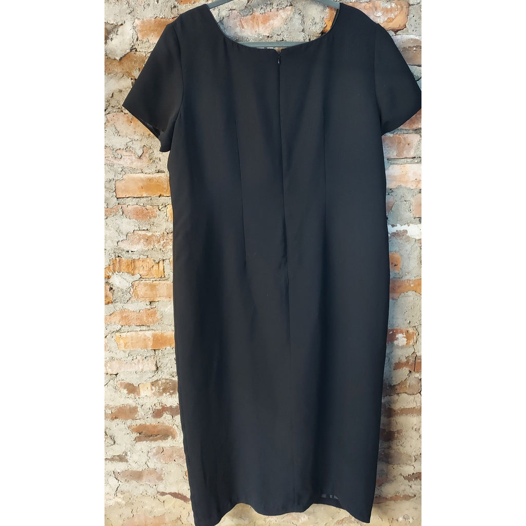 Worthington Woman Womens Sheath Dress Size 18W Black Short Sleeve Button Accent
