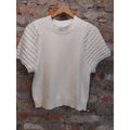 SUGARLIPS Womens Cream Short Sleeve Knit Mock Neck Sweater Top Ribbed M