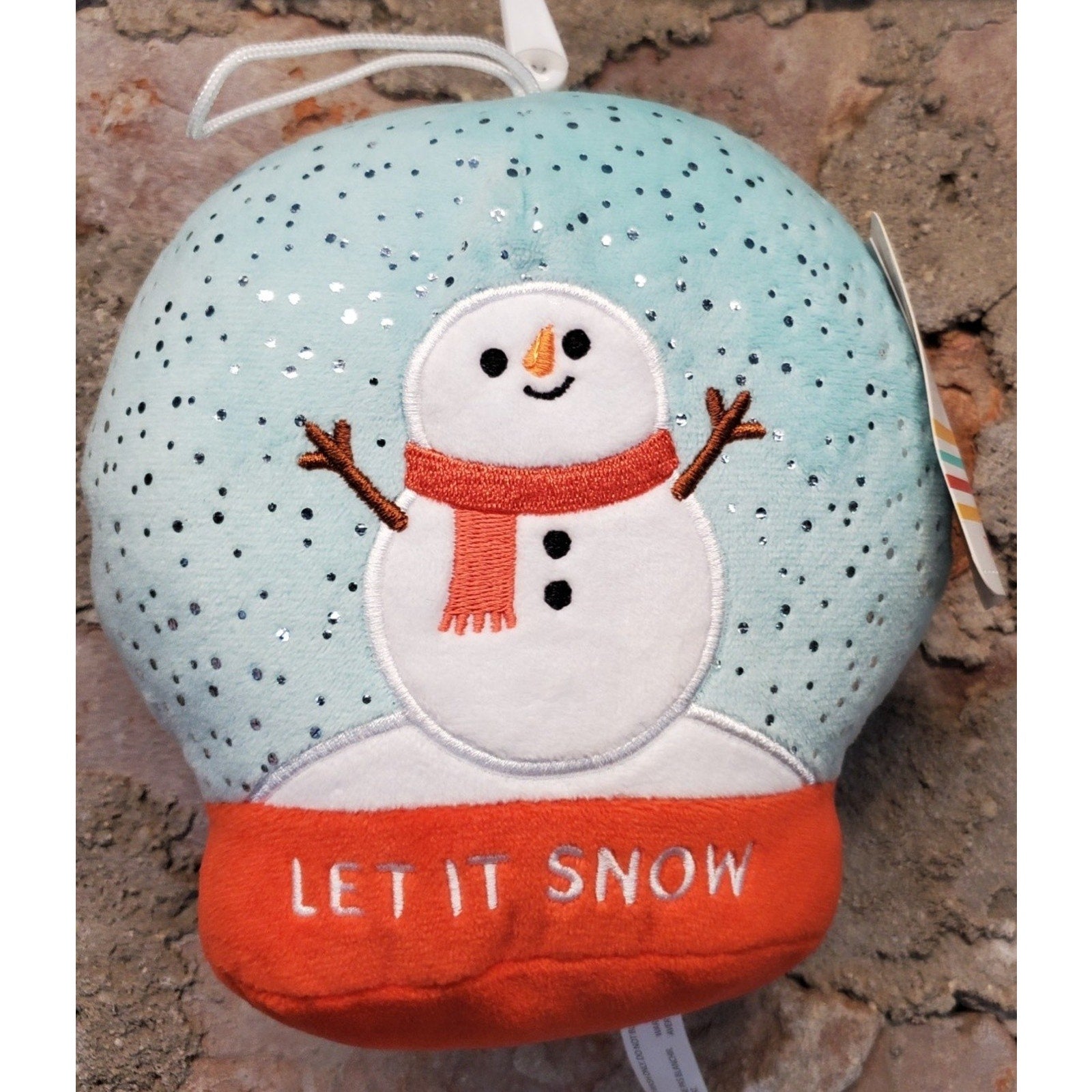 Snowman Plush Snow Globe Ornament Let It Snow 6" Christmas American Greetings