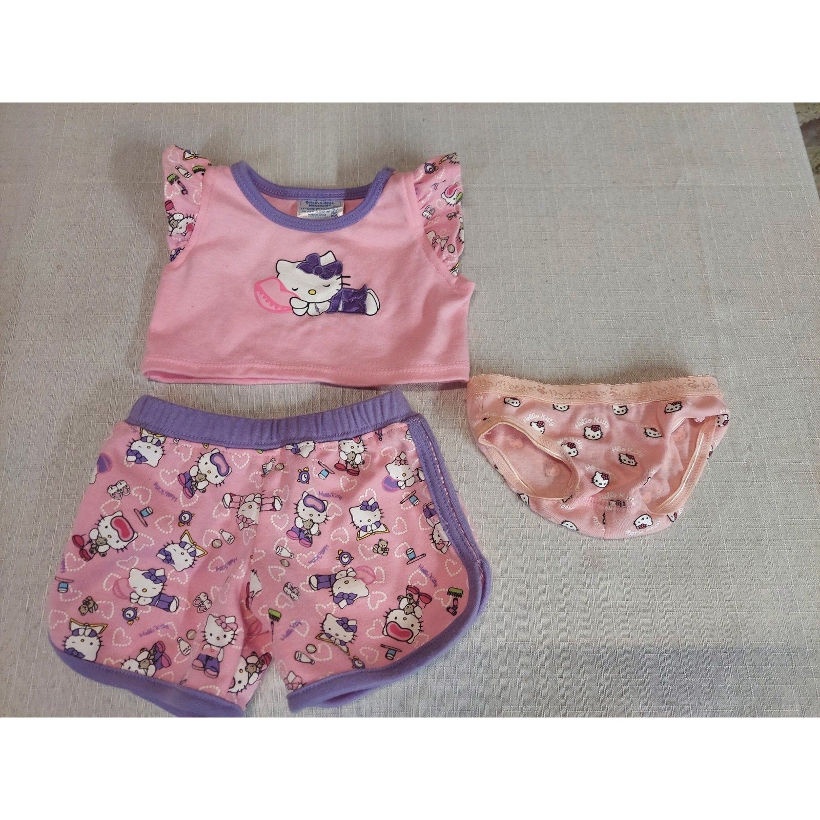 Hello Kitty BABW Build A Bear Doll Clothes Pink Purple Ruffled Outfit Set