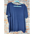 Jones New York Signature Womens T-Shirt Plus Size 2X Navy Blue Zipper Shoulder