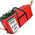 Christmas Tree Storage Bag With Wheels Upgraded Material Fits 7ft Heavy Duty Red