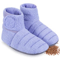 Womens Microwavable Heatable Slippers Booties Fleece Soft Cozy Lavender Non Slip