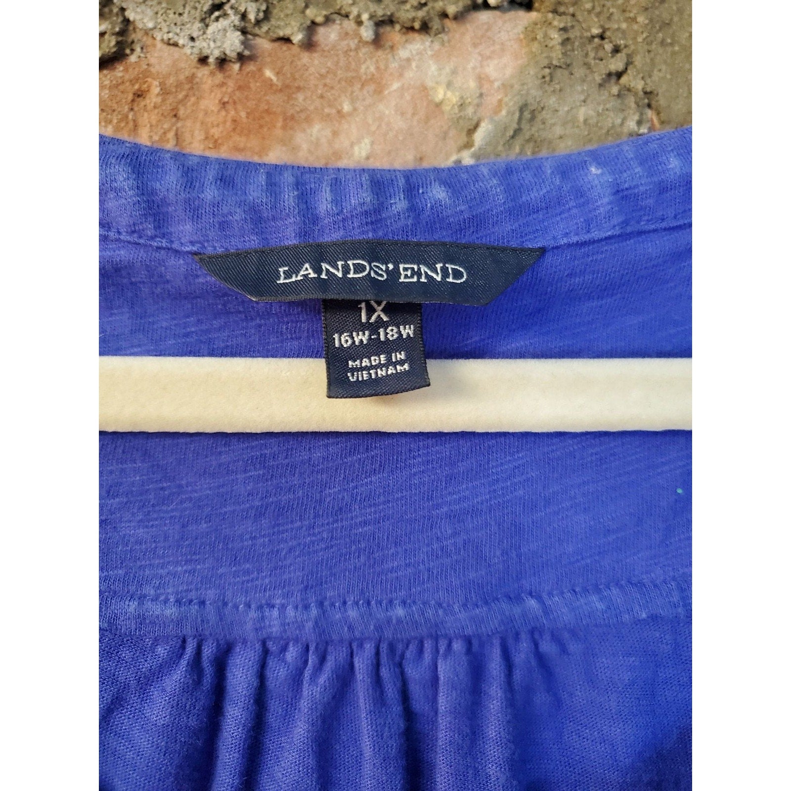 Lands' End Womens Plus Size 1X T-Shirt Top Blue Short Sleeve Scoop Neck