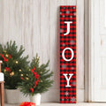 Christmas Porch Decor Outdoor Vertical JOY Sign Buffalo Plaid Snowflakes 46.8