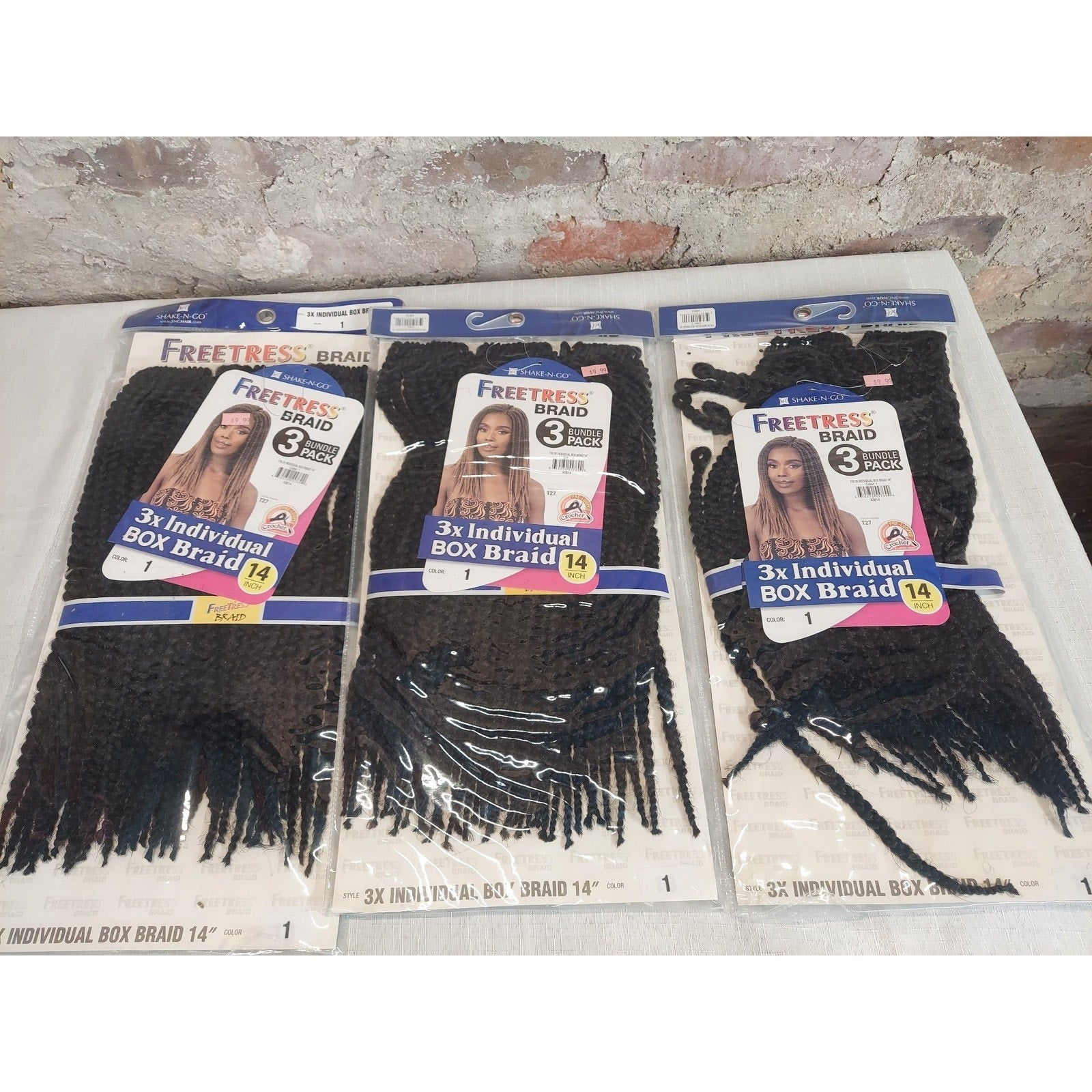 Freetress Braid 3x Individual Box Braid 14 Inch Color 1 3 Bundle Pack Lot of 3