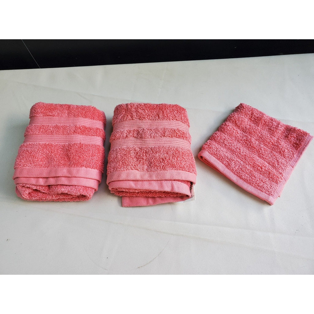 MAINSTAYS 2 Hand Towels & Washcloth Island Coral 100% Cotton Soft Absorbent Bath