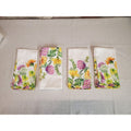Set of 4 Cloth Dinner Napkins White Multicolor Floral Botanical Print