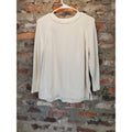 Old Navy Womens L Petite Cream Waffle Knit Sweater Top Long Sleeve Crewneck