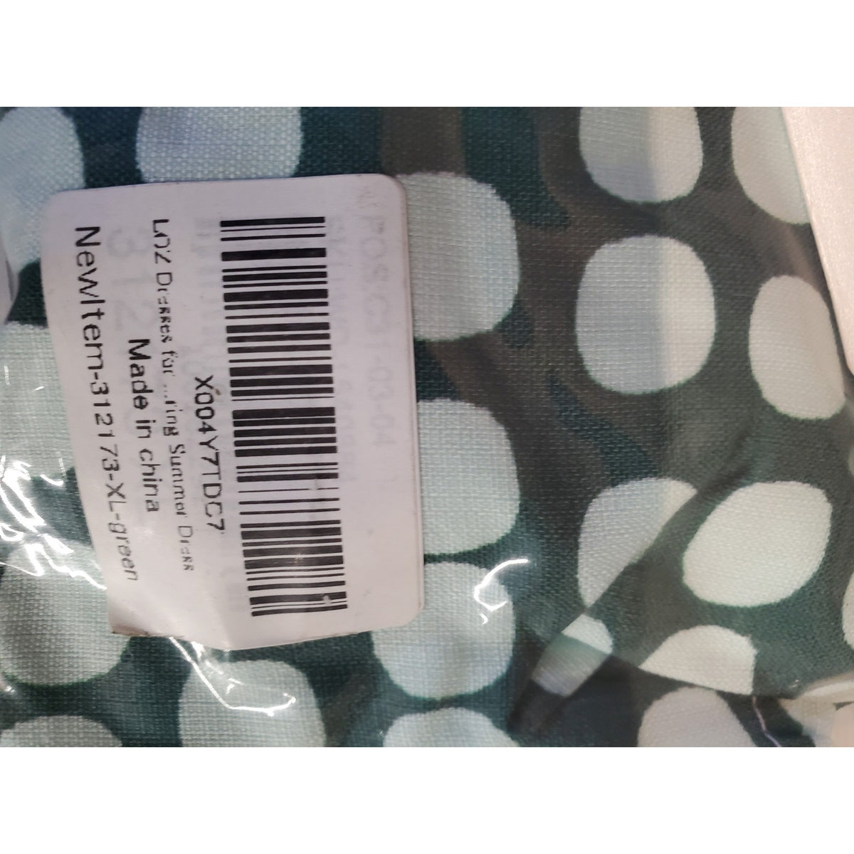 Womens Dress XL Green White Polka Dot Tiered Ruffle Sleeve V Neck Elastic Waist