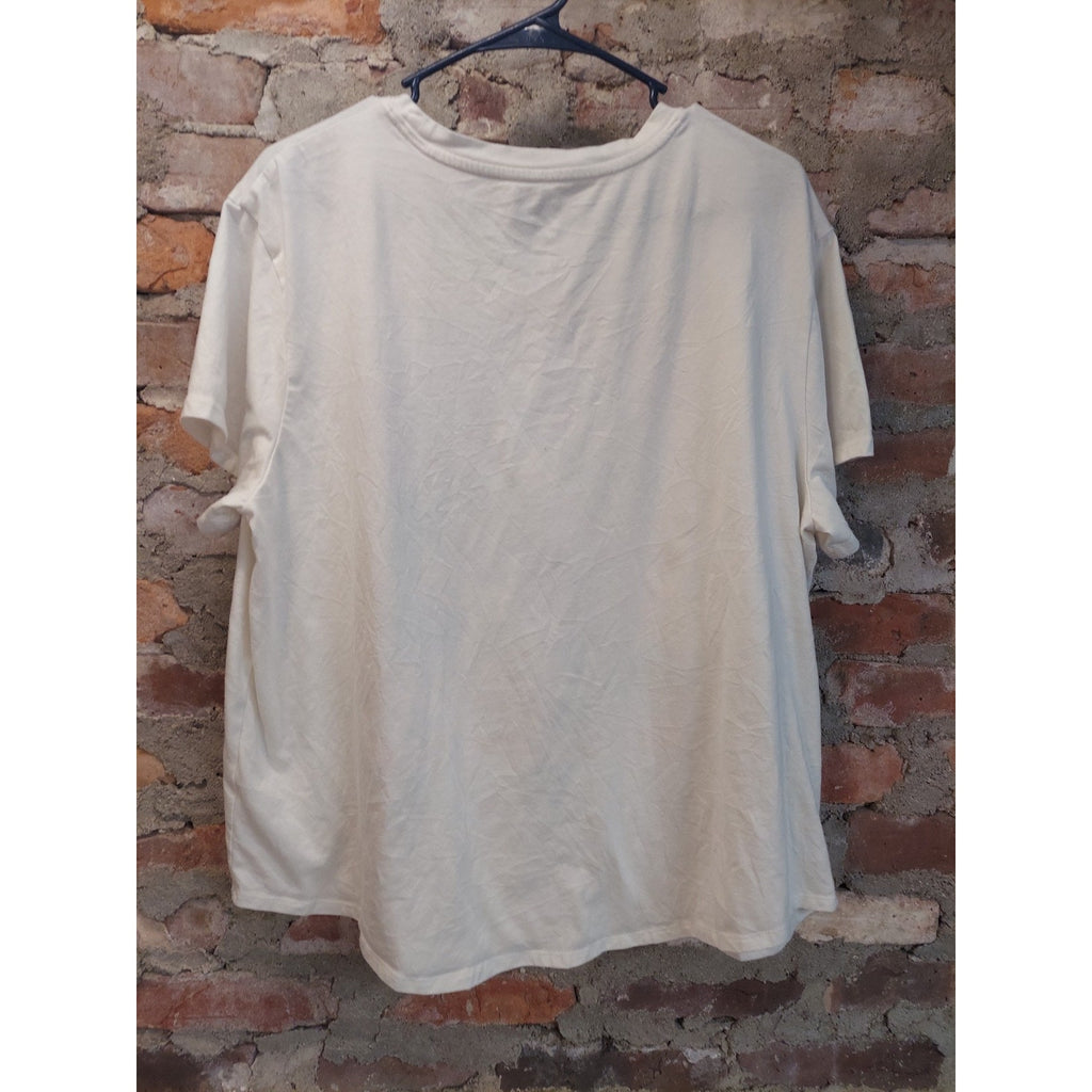Sonoma Graphic Tee XXL Cream Floral Checkered Relaxed Short Sleeve
