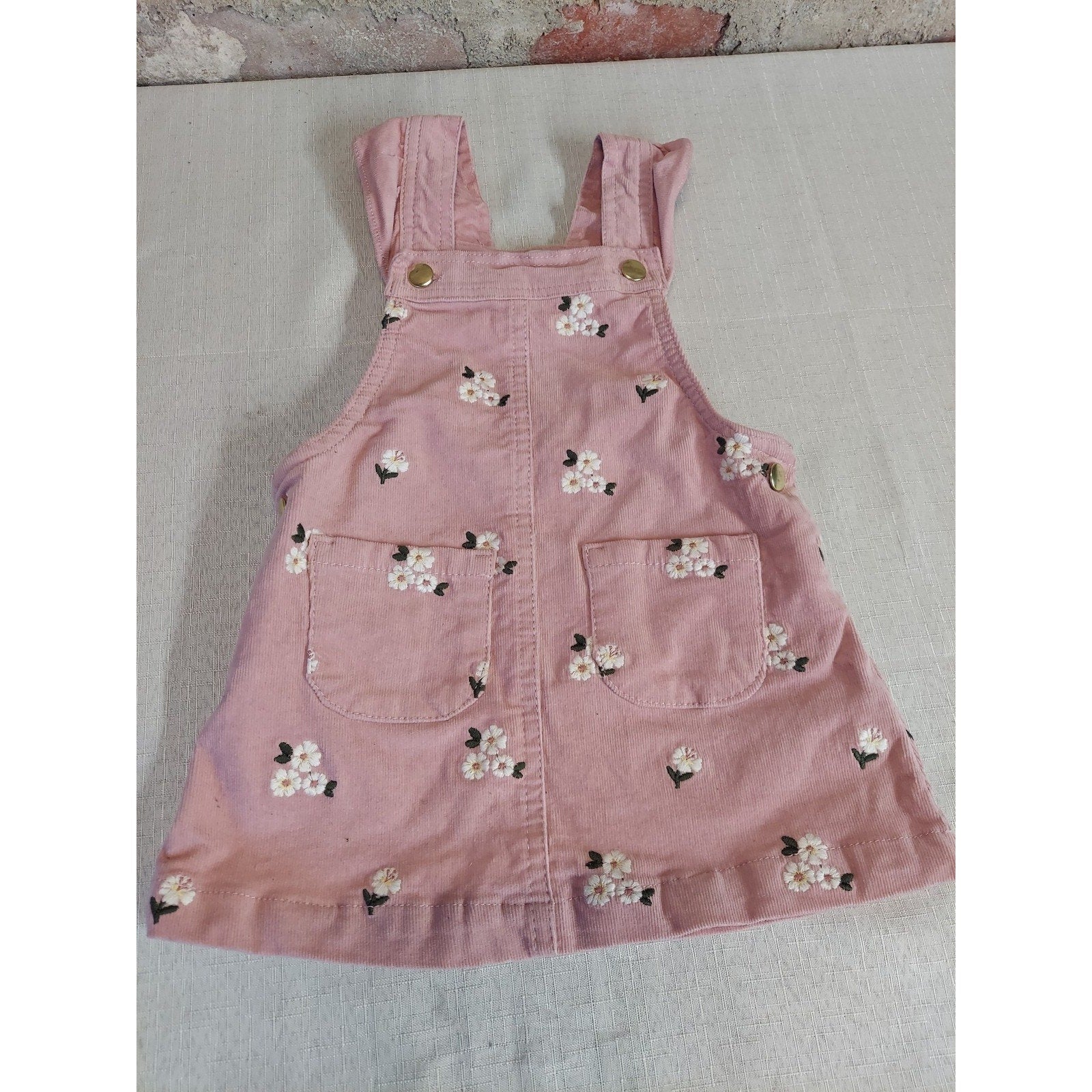 Cupcakes and Cashmere Baby Girls Overall Dress 18M Pink Corduroy Floral