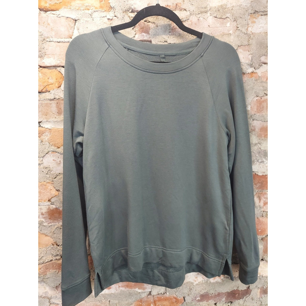Lou & Grey Womens Signaturesoft Pullover Sweatshirt S Olive Green Raglan