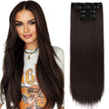 REECHO Clip In Hair Extensions 28 Inch Straight Dark Brown Long