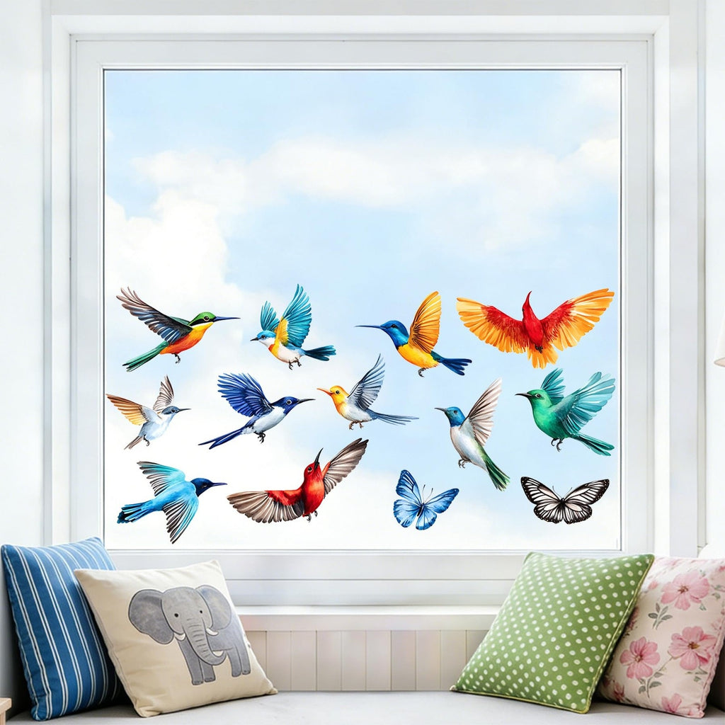 Window Film Birds Butterflies Static Cling Decorative Spring 23.62x11.81" New