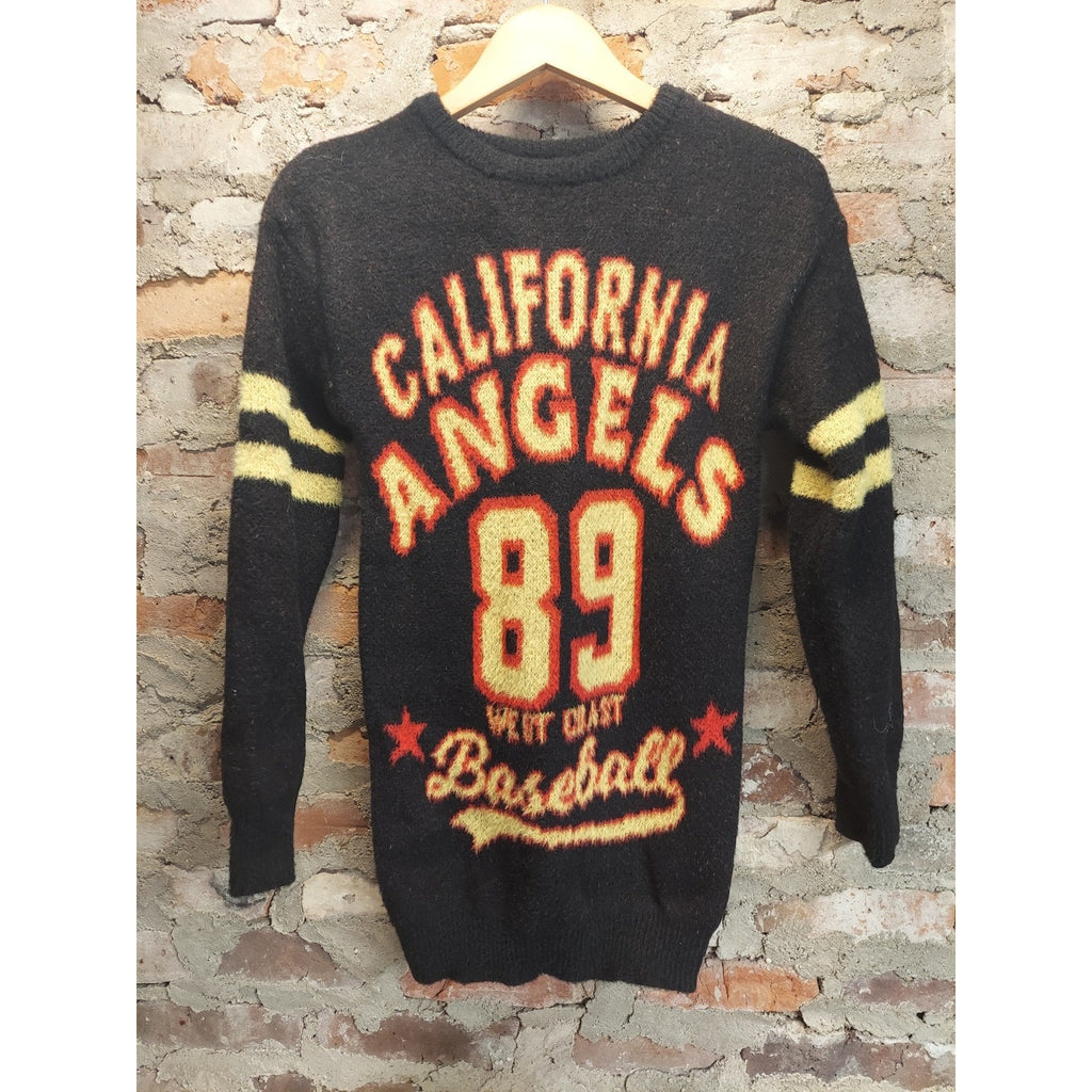 Womens Sweater S Dress Black California Angels 89 West Coast Baseball Tunic Knit