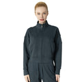 Leapstride Womens XS Full Zip Mock Neck Cropped Athletic Jacket Charcoal