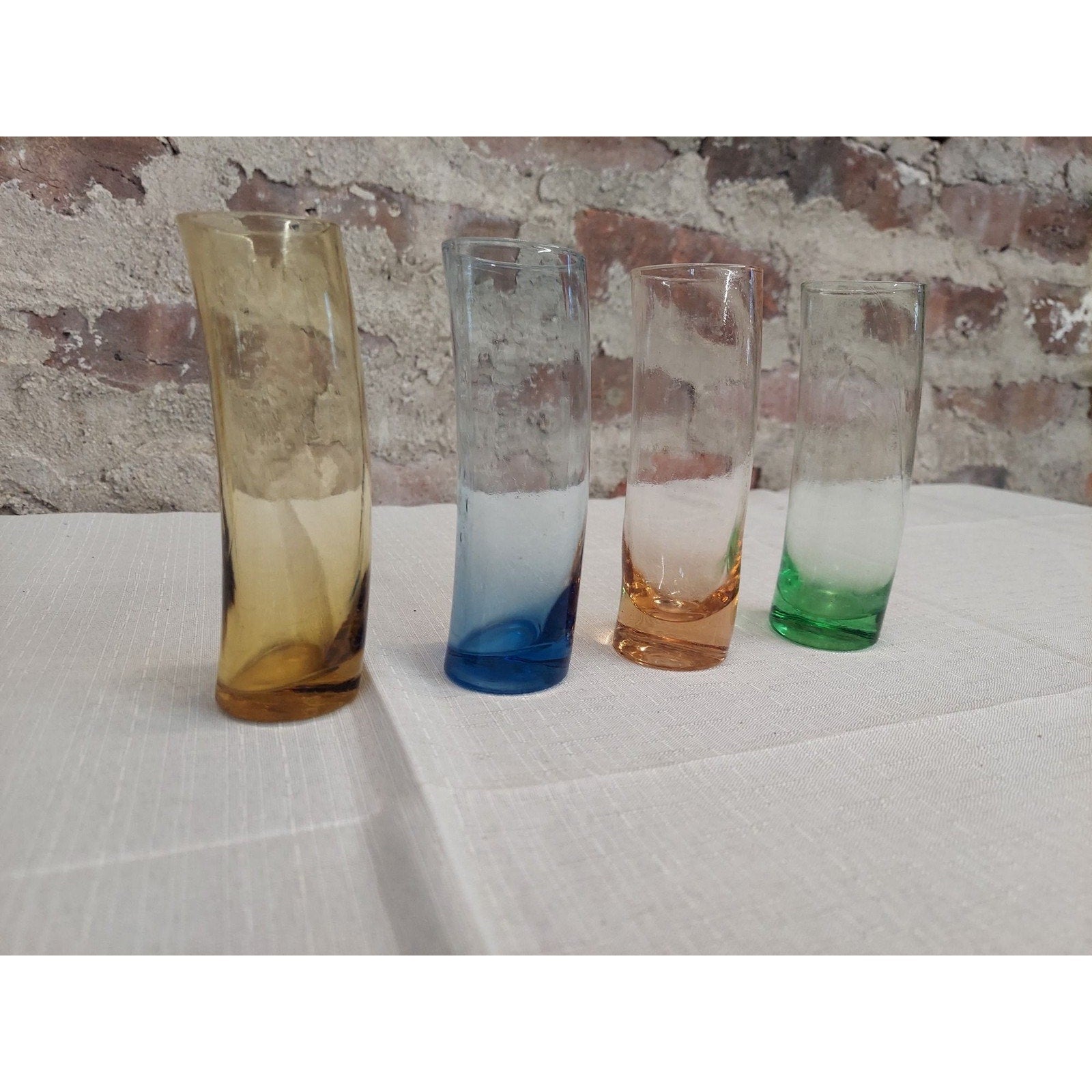 Tilted Shot Glasses Set of 4 Multicolor Leaning Shooter Barware Tumblers 5 Inch