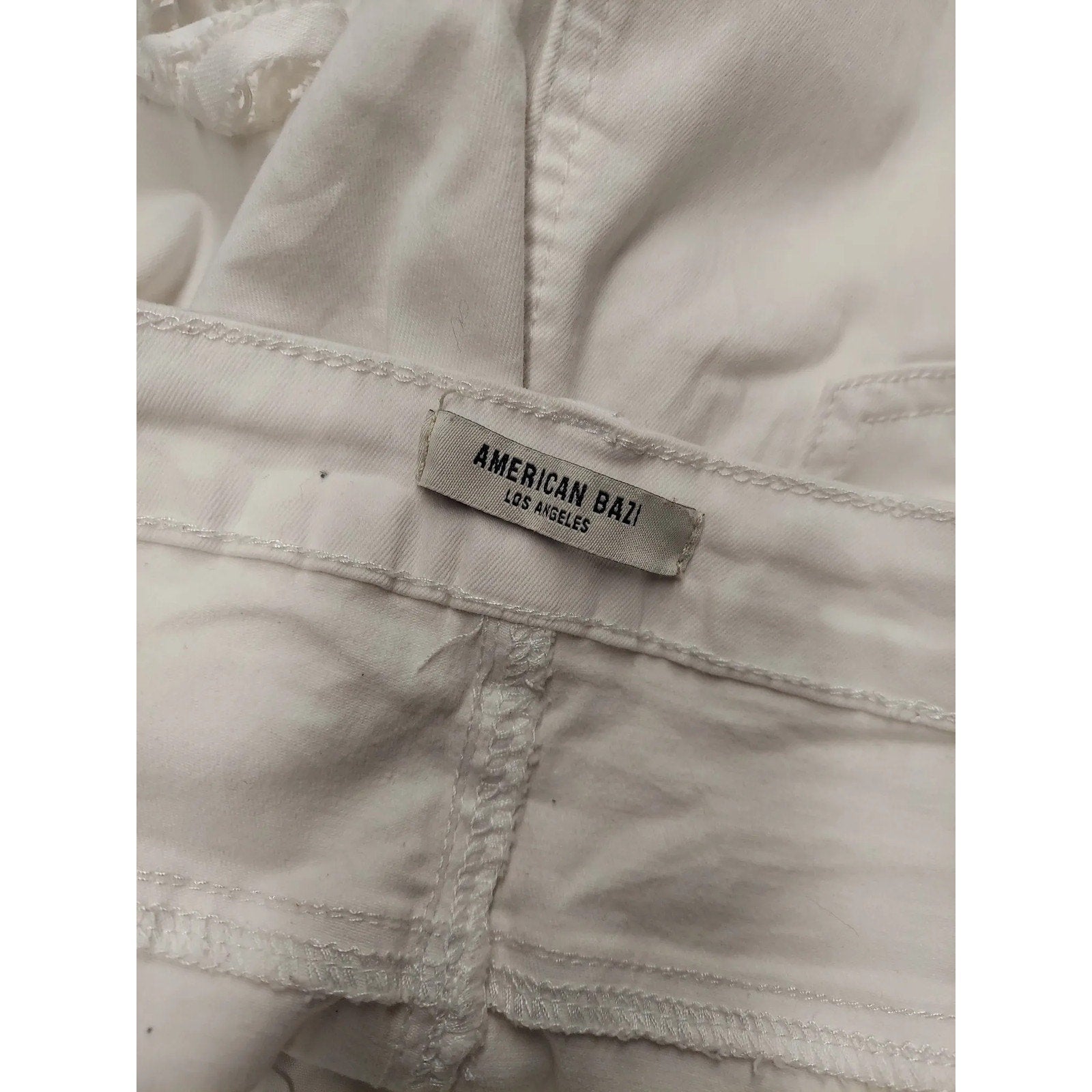 American Bazi Womens Fringe Jean Shorts Size 2X White Denim Cutoff Boho Festival