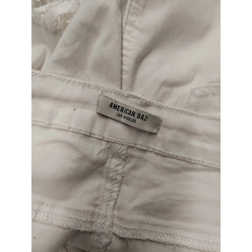 American Bazi Womens Fringe Jean Shorts Size 2X White Denim Cutoff Boho Festival