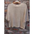 DEMYLEE Womens Cream Linen Knit Top S 3/4 Sleeve Open Weave Pullover