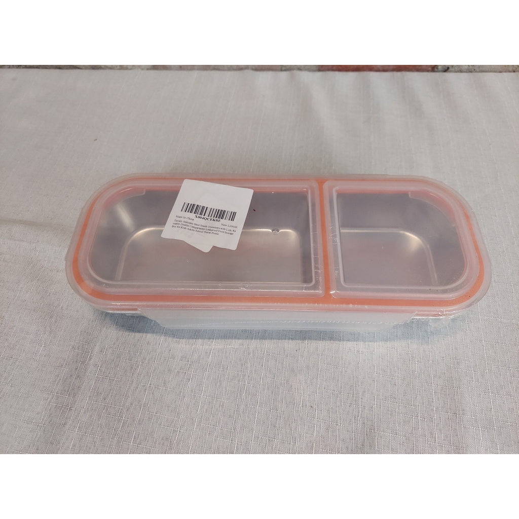 Stainless Steel Divided Lunch Box Food Container 700ML Leakproof Orange Seal