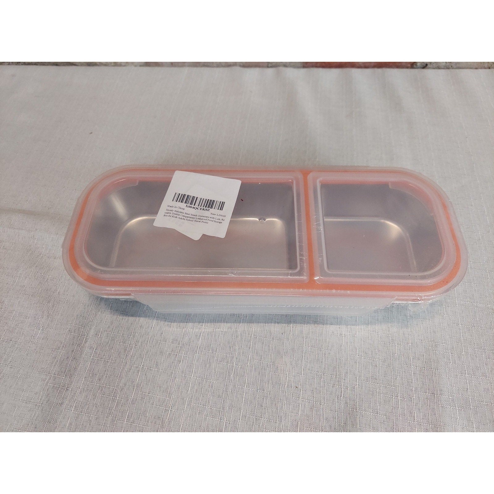 Stainless Steel Divided Lunch Box Food Container 700ML Leakproof Orange Seal