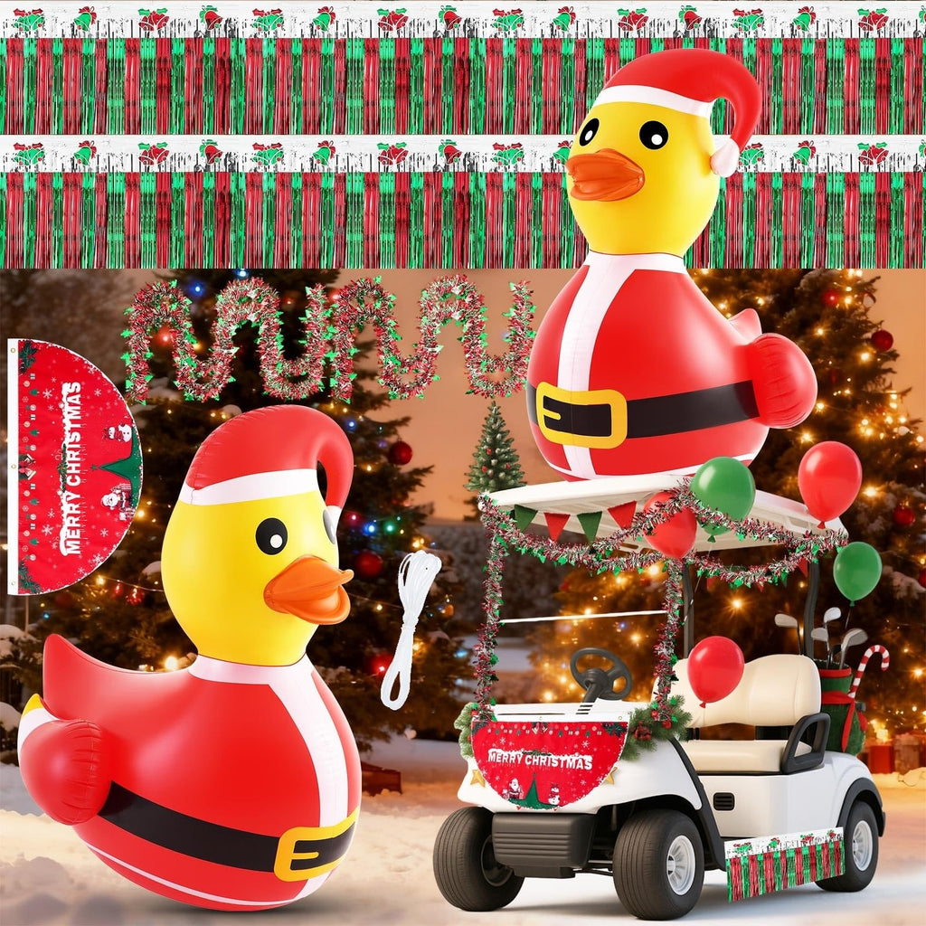 HUNGDAO Golf Cart Christmas Parade Decoration Kit Inflatable Santa Duck Set