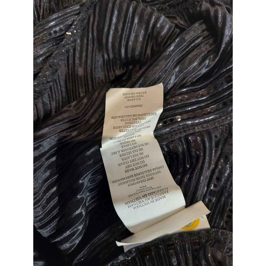 Womens Flapper Dress Costume XL Black Sequin Fringe 1920s Gatsby Halloween