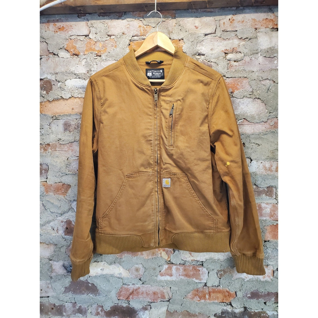 Carhartt Youth Bomber Jacket L 12-14 Brown Relaxed Fit Full Zip Workwear