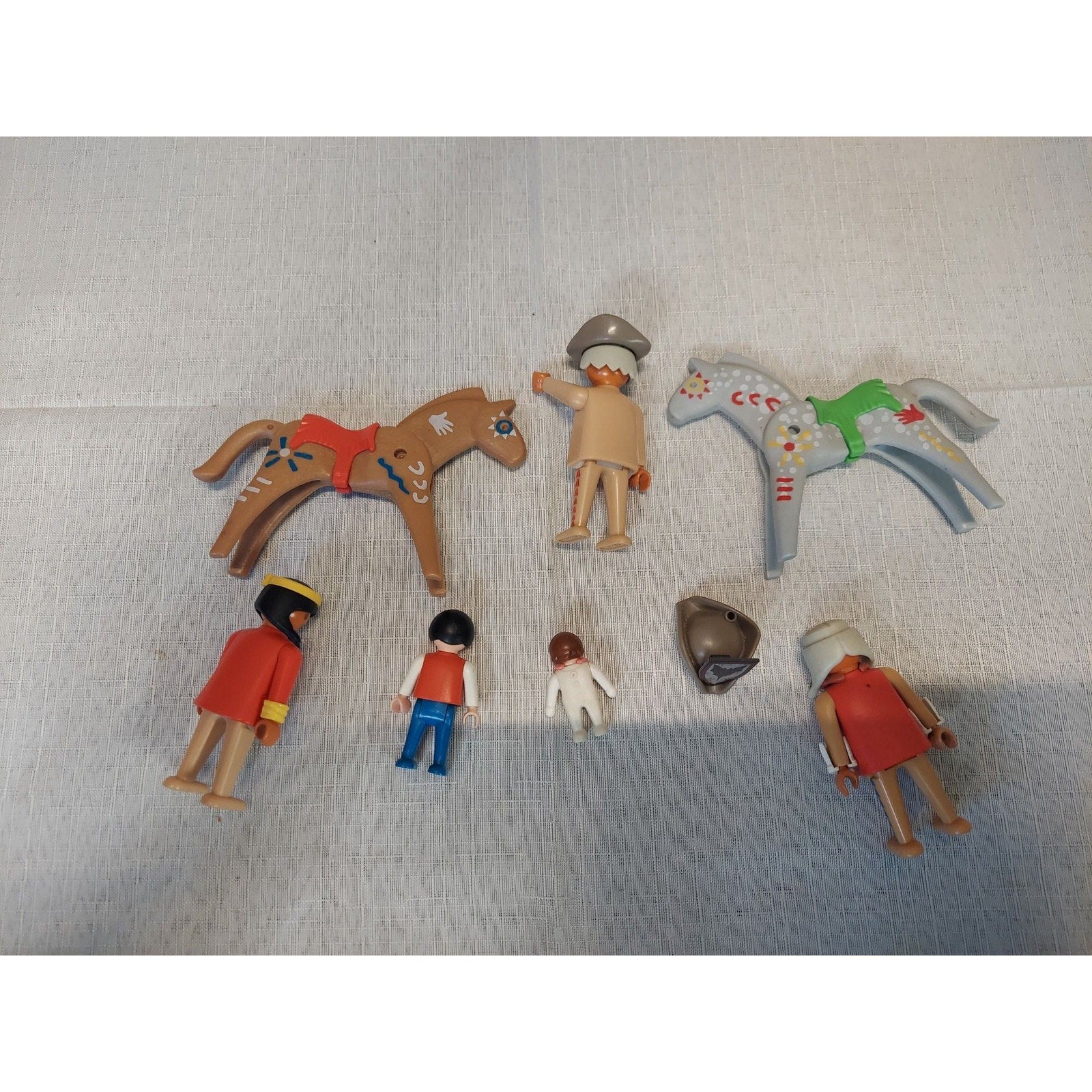 Playmobil Native American Indian Figures Lot 2 Horses Family Vintage Toys Set