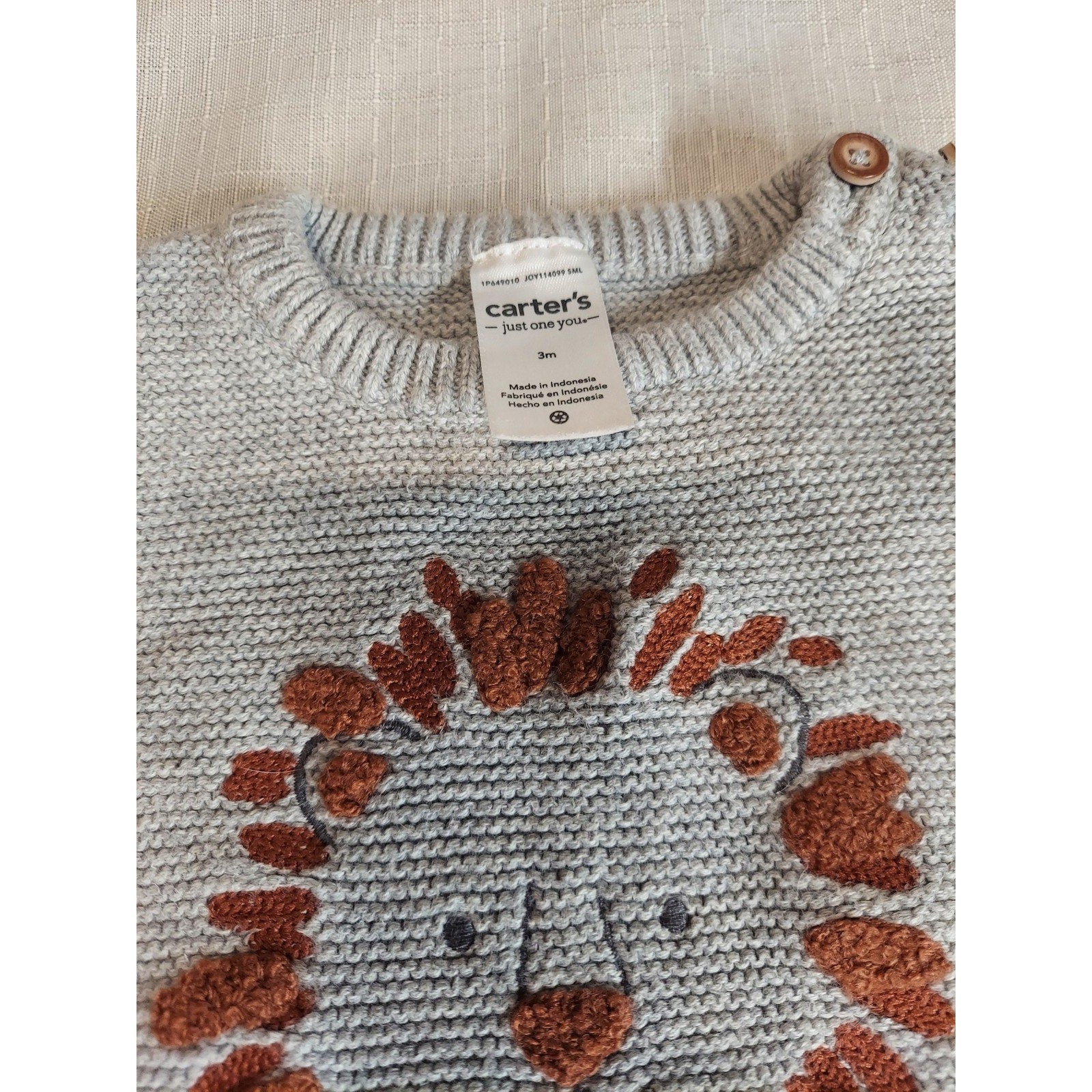 Carter's Baby Boys Lion Sweater Striped Knit Pants Outfit Set 3M Light Blue