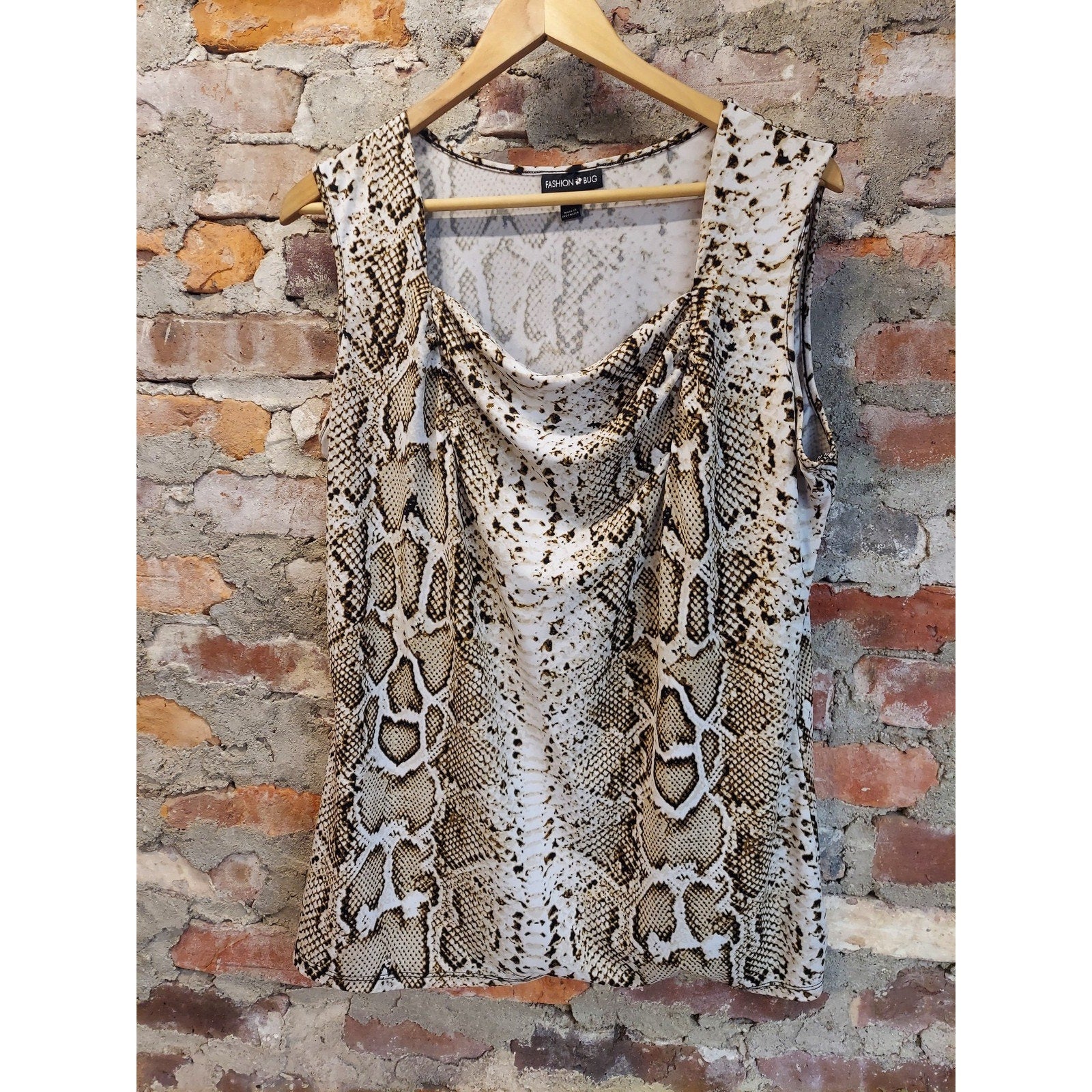 Fashion Bug Womens XL Snakeskin Print Cowl Neck Sleeveless Tank Top