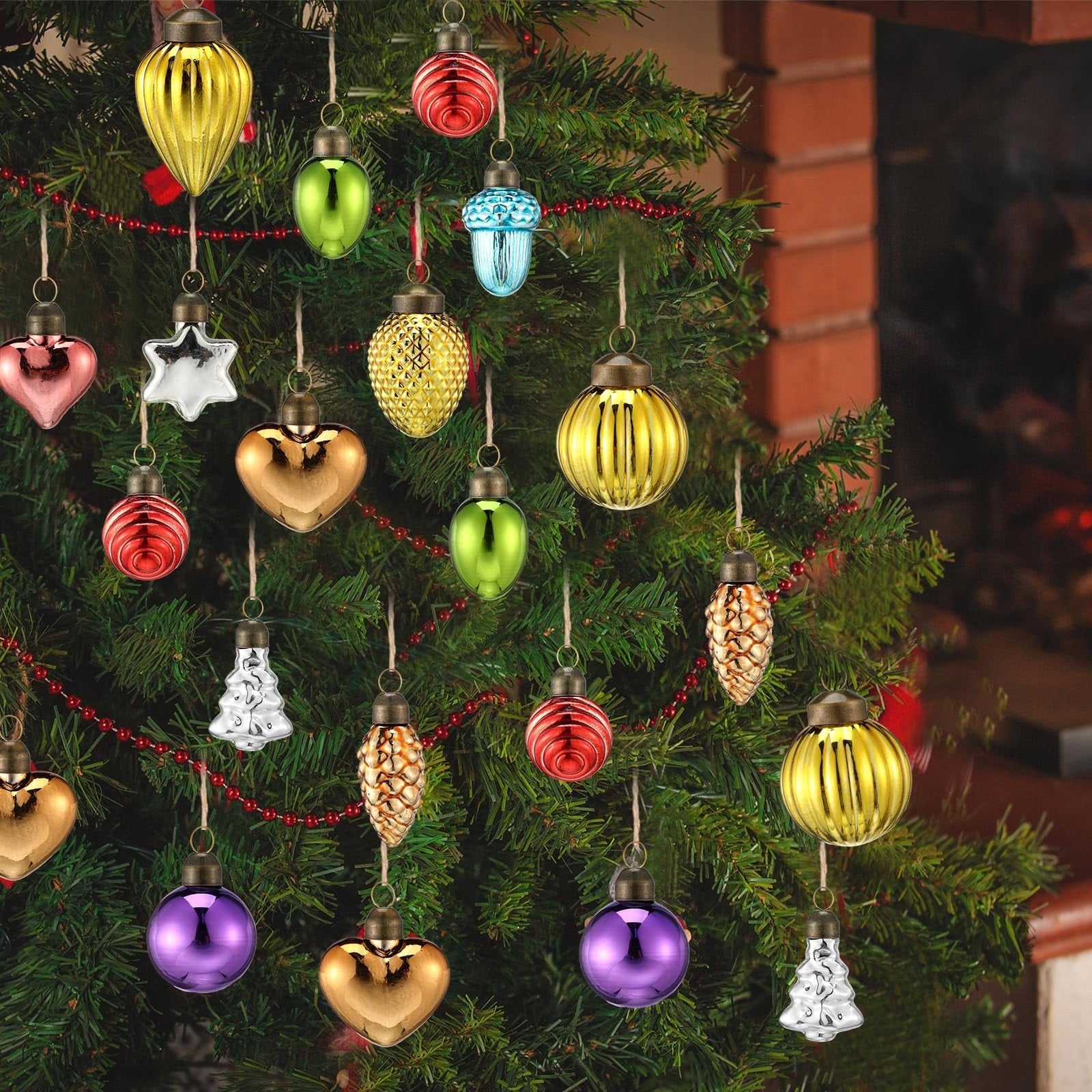 Christmas Ornaments Multicolor Mercury Glass Holiday Tree Decor Lot Vintage Look