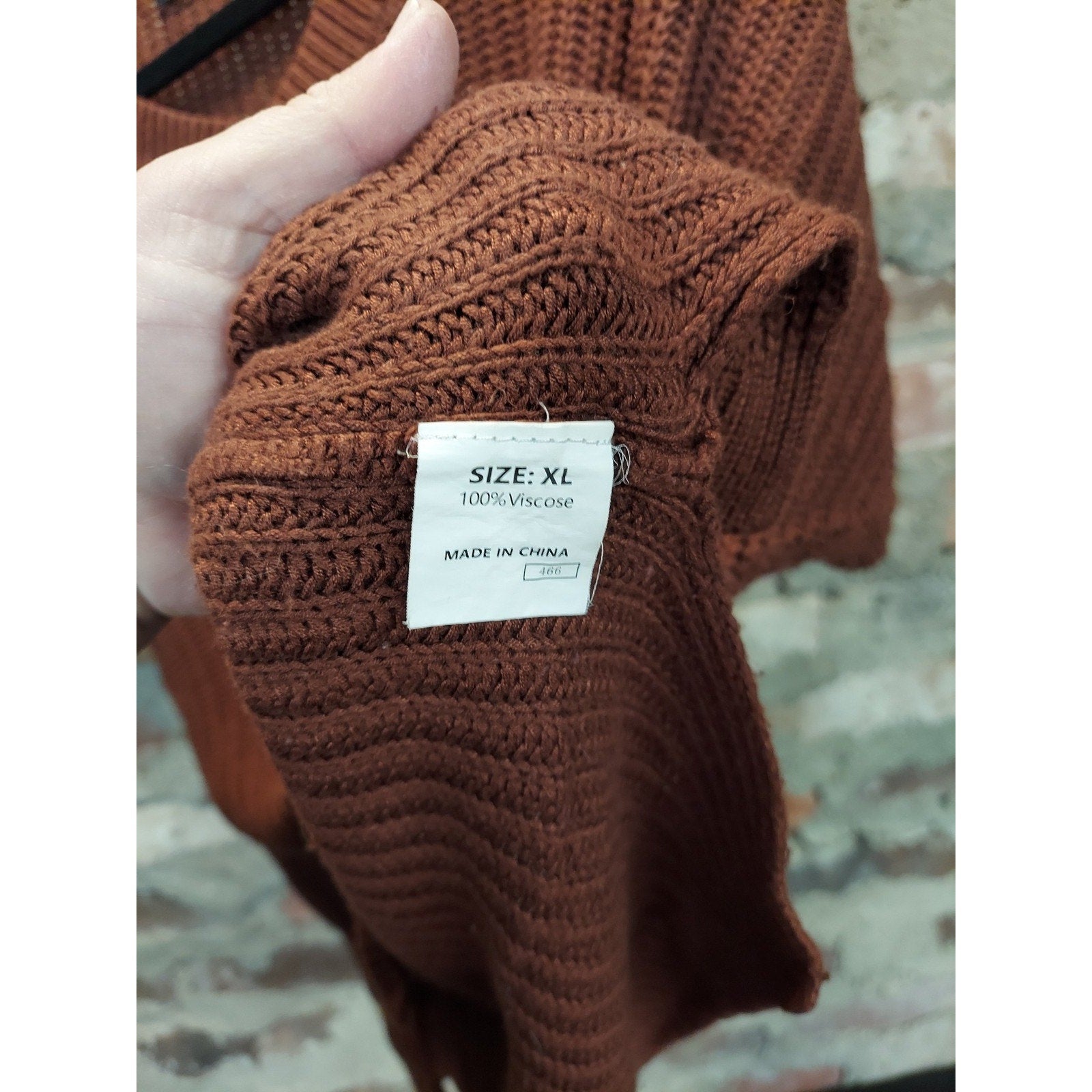 DOKOTOO Womens Short Sleeve V Neck Sweater XL Rust Knit Chest Pocket Viscose