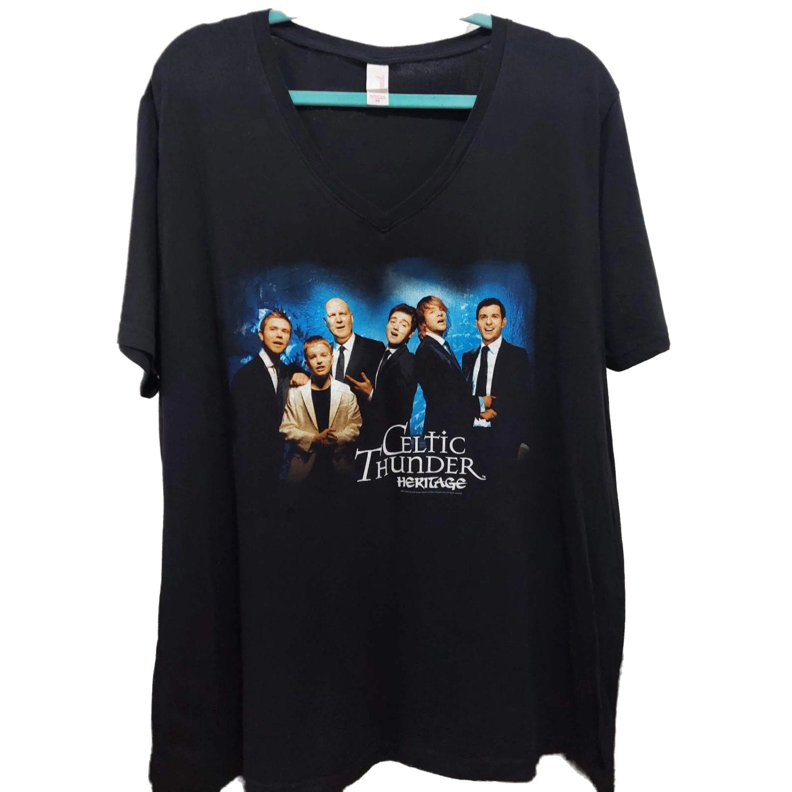 Celtic Thunder Heritage Tour T-Shirt Womens Anvil 2XL Black V-Neck Music Tee
