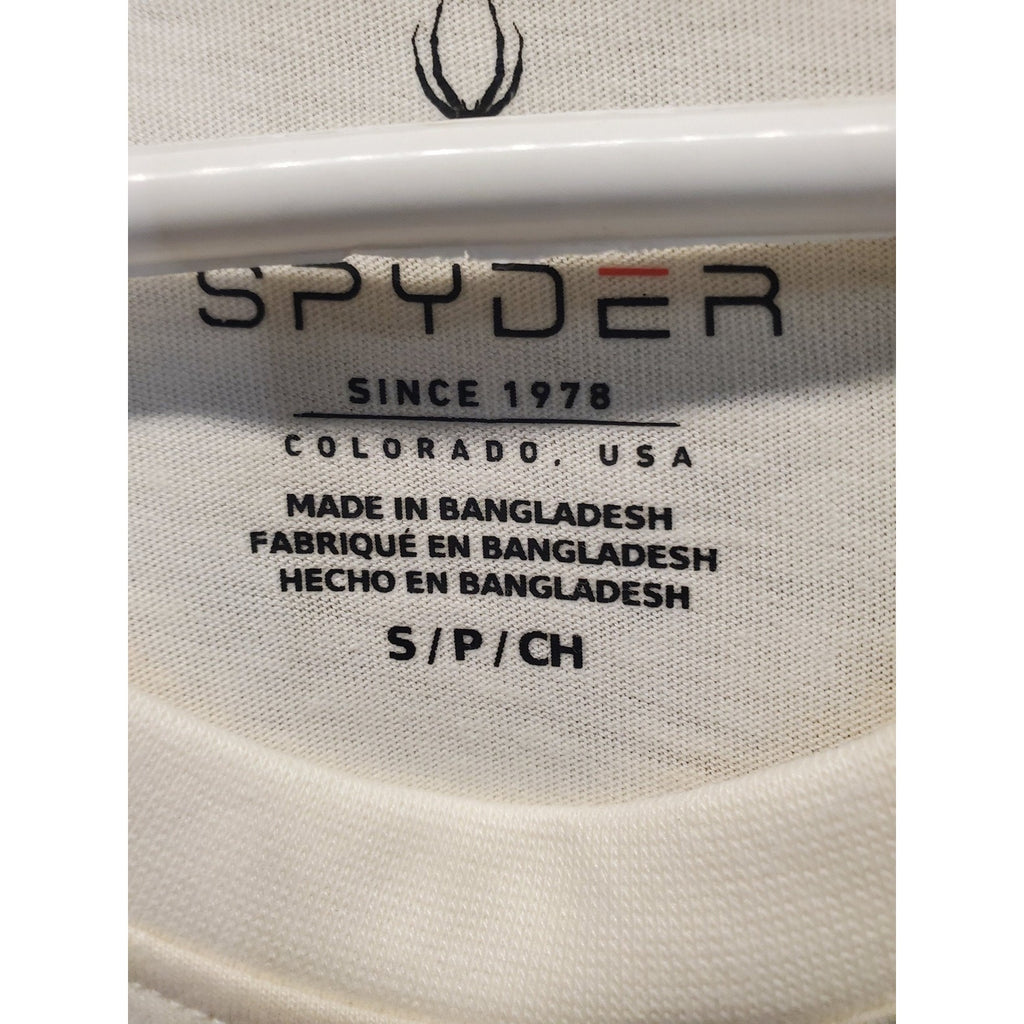Spyder Womens T Shirt S Small Cream Graphic Mountain Butterfly Short Sleeve