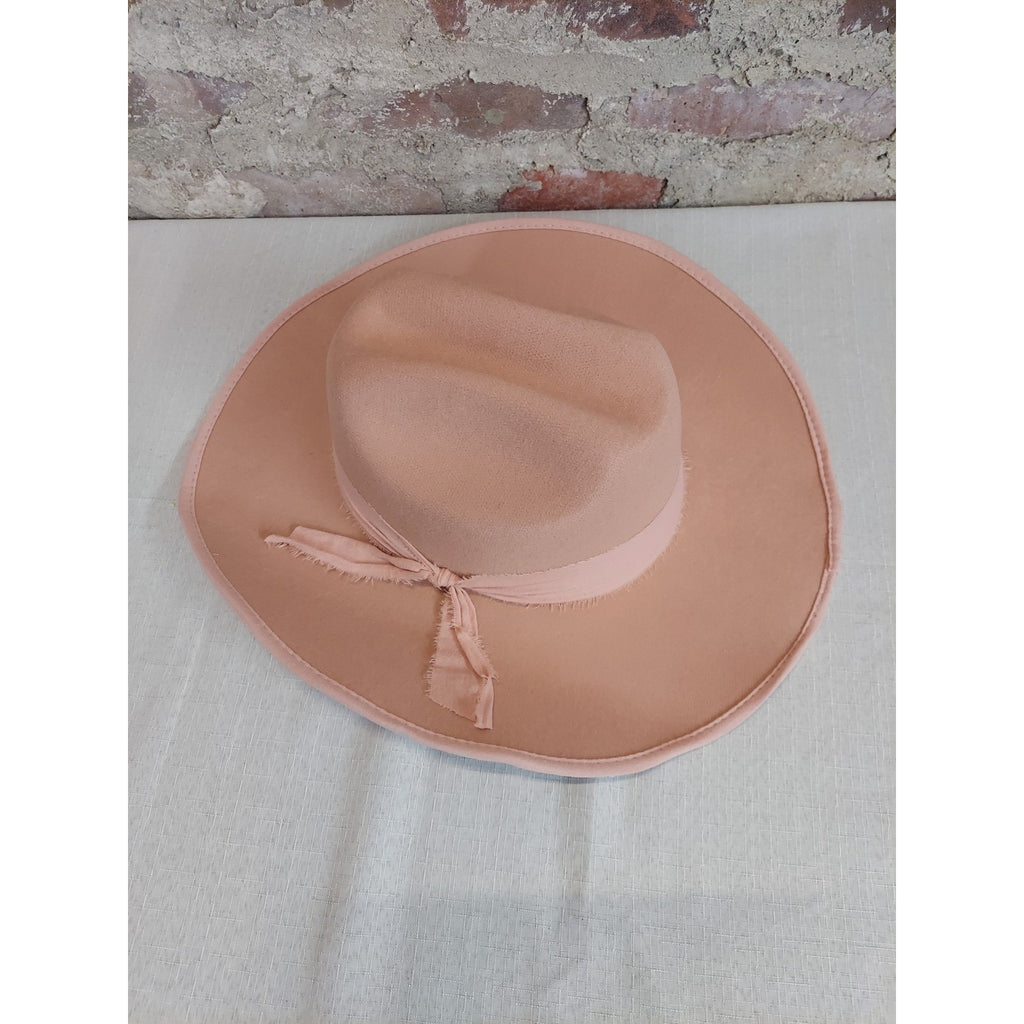 Keilin Womens Cowgirl Hat X-Large Blush Pink Wide Brim Western Ribbon Tie
