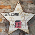 Welcome Sign Star Farmhouse Country Rustic Wall Decor Wooden Twig Red House
