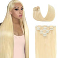 Platinum Blonde 613 Clip In Hair Extensions Long Straight Womens Full Head