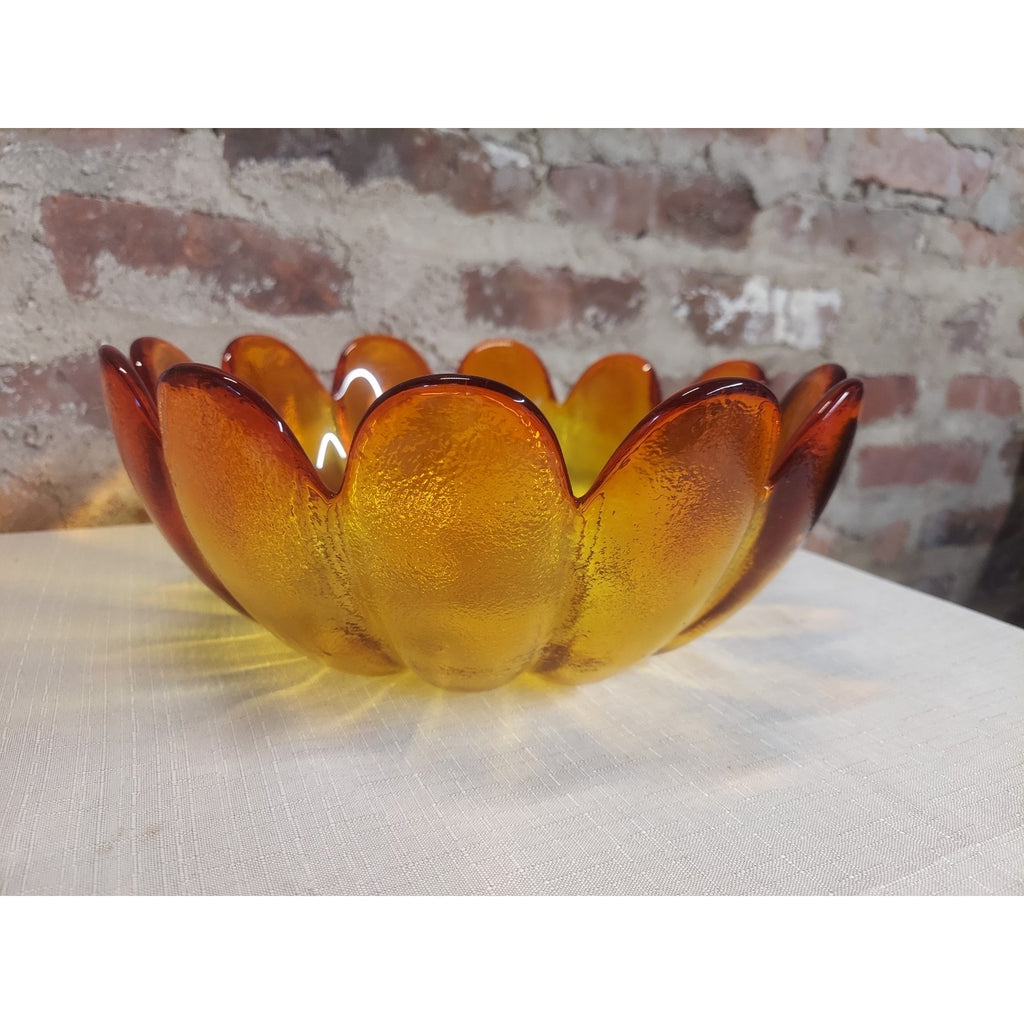 Vintage Indiana Glass Large Amberina Bowl 12 Petal Lotus Flower